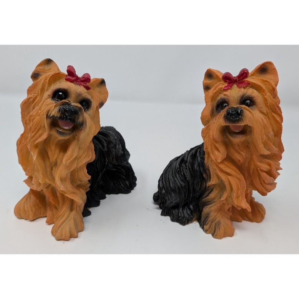 Vintage Cornerstone Creations Yorkie Terrier Figurines Set 2 Cottagecore 2001